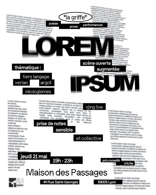 LOREM IPSUM - scène ouverte >>> poésie prose performanceS