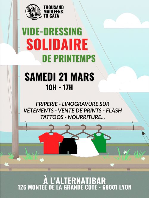 Vide-dressing solidaire Thousand Madleens to Gaza Lyon