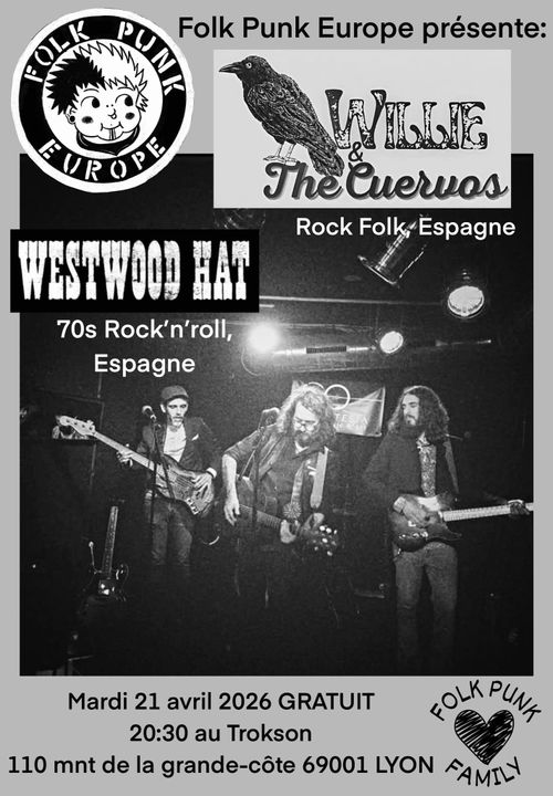 Willie & los cuervos (folk rock, ES) + Westwood (rock'n'roll, ES)