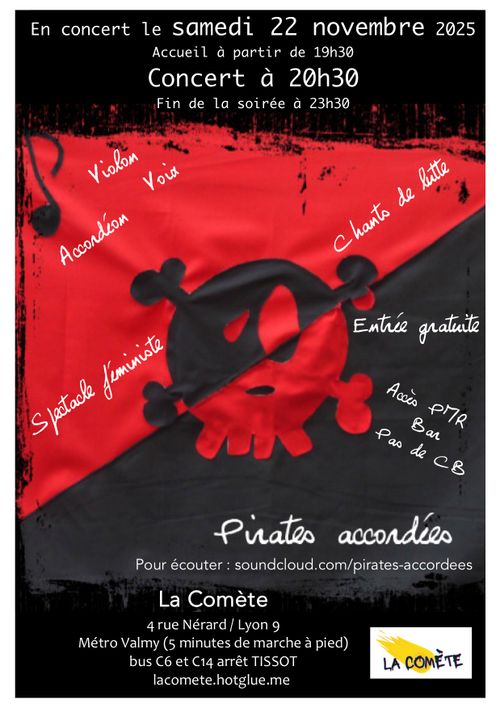 Concert des Pirates accordées - spectacle féministe avec un violon, un accordéon et des chants de luttes.